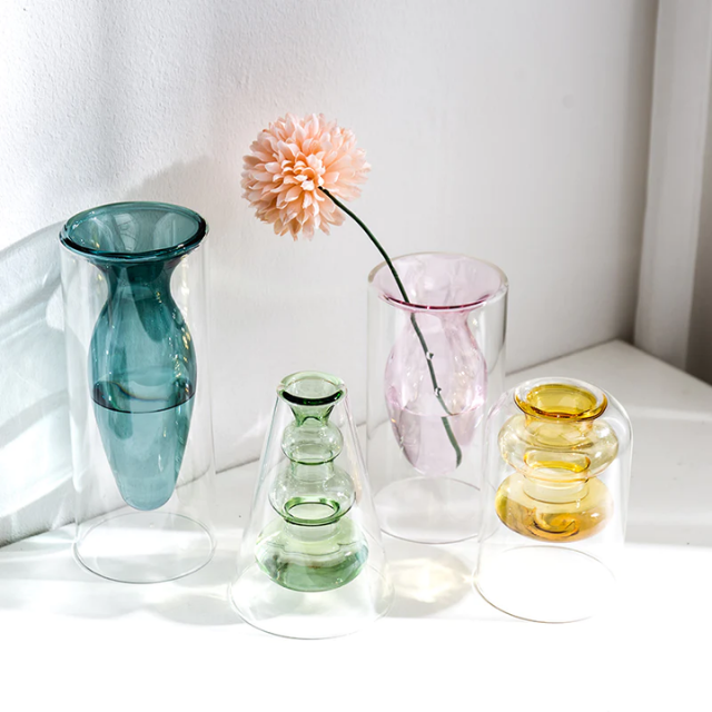 Lismali Home and Decor Double Layer Glass Vase