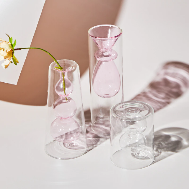 Lismali Home and Decor Double Layer Glass Vase