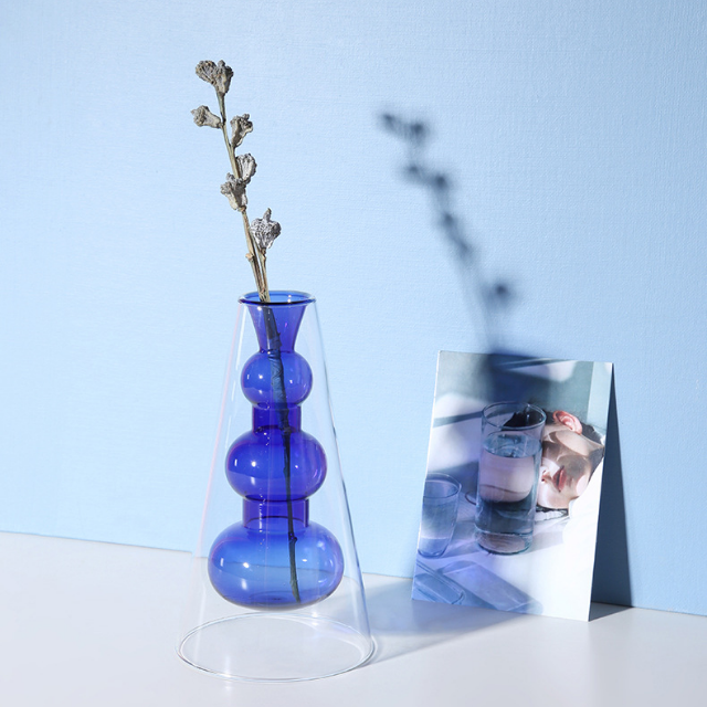 Lismali Home and Decor Double Layer Glass Vase