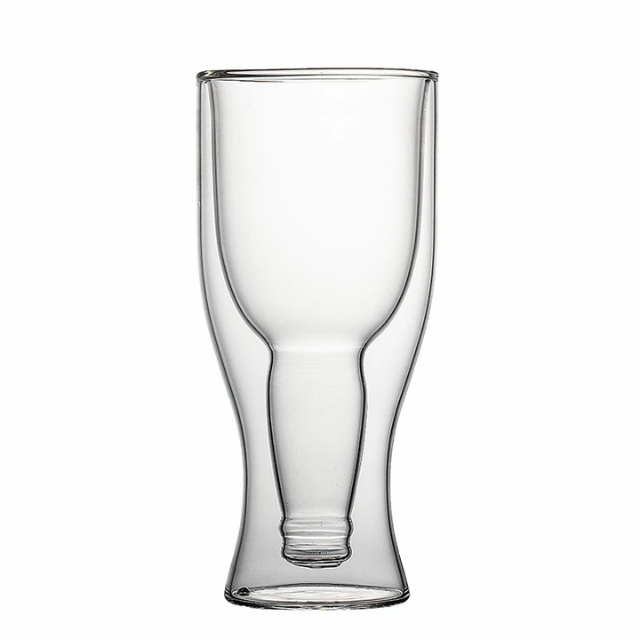 Lismali Home and Decor Double Wall Bottle-Shaped Glasses Transparent Glasses