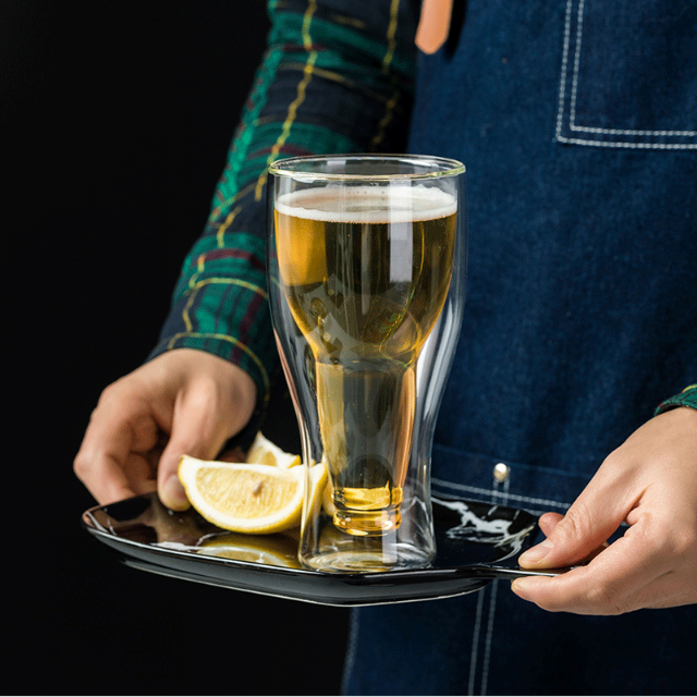 Lismali Home and Decor Double Wall Bottle-Shaped Glasses Transparent Glasses
