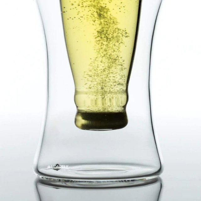 Lismali Home and Decor Double Wall Bottle-Shaped Glasses Transparent Glasses