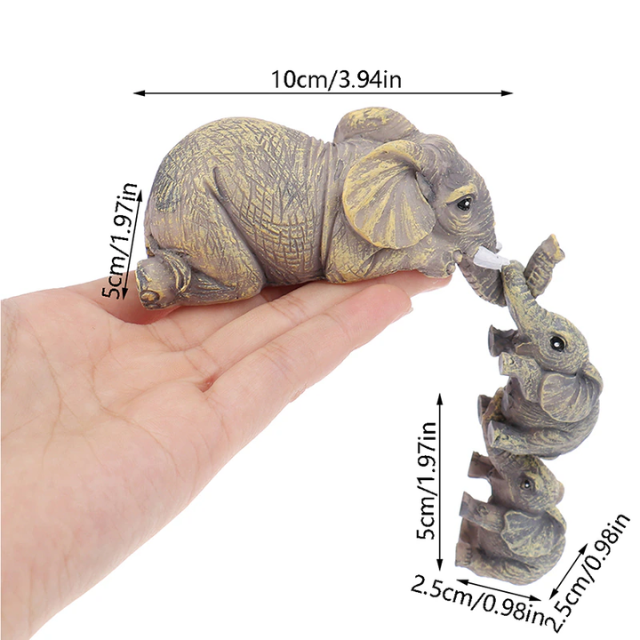 Lismali Home and Decor Elephant Figurines Holding Babies Elephant Statues Resin Crafts Hanging Off The Edge of a Shelf or Table