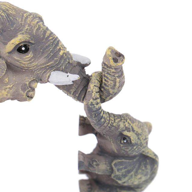 Lismali Home and Decor Elephant Figurines Holding Babies Elephant Statues Resin Crafts Hanging Off The Edge of a Shelf or Table