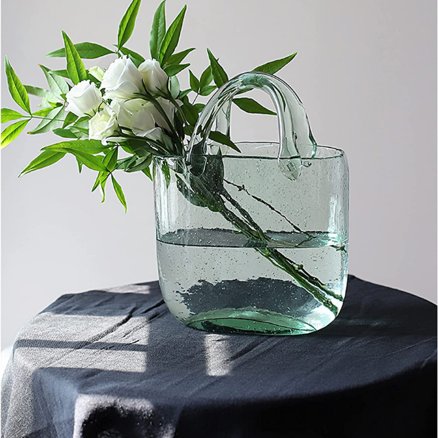 Lismali Home and Decor Handbag Glass Vase - Hydroponic Transparent Flowerpot Home Decoration