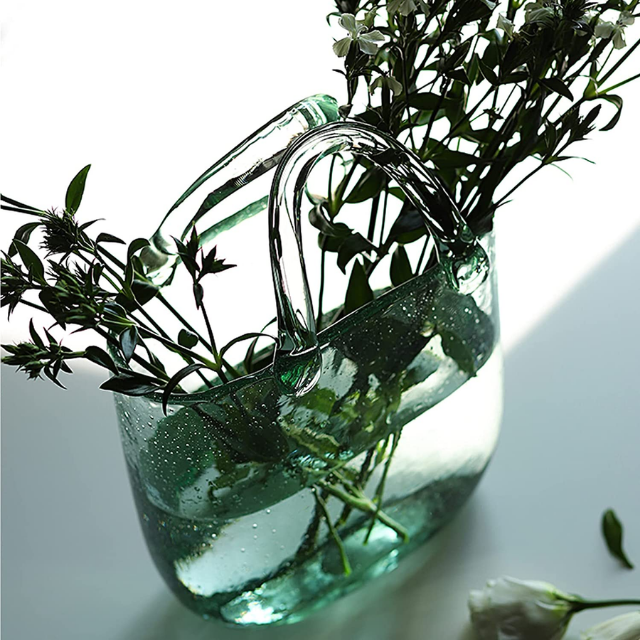 Lismali Home and Decor Handbag Glass Vase - Hydroponic Transparent Flowerpot Home Decoration