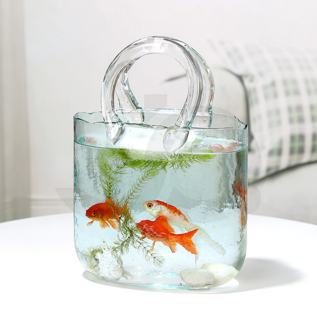 Lismali Home and Decor Handbag Glass Vase - Hydroponic Transparent Flowerpot Home Decoration