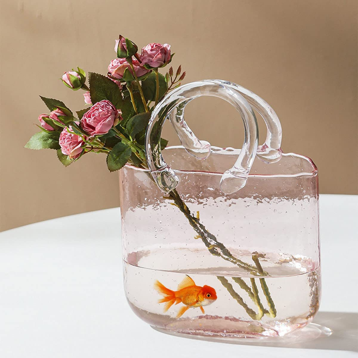 Lismali Home and Decor Handbag Glass Vase - Hydroponic Transparent Flowerpot Home Decoration