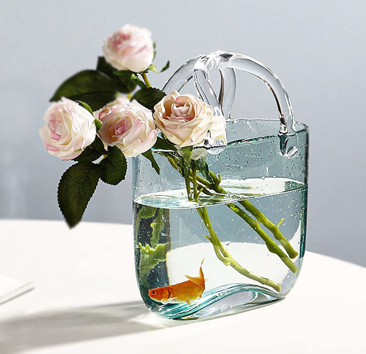 Lismali Home and Decor Handbag Glass Vase - Hydroponic Transparent Flowerpot Home Decoration
