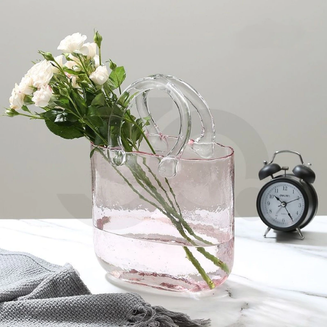 Lismali Home and Decor Handbag Glass Vase - Hydroponic Transparent Flowerpot Home Decoration