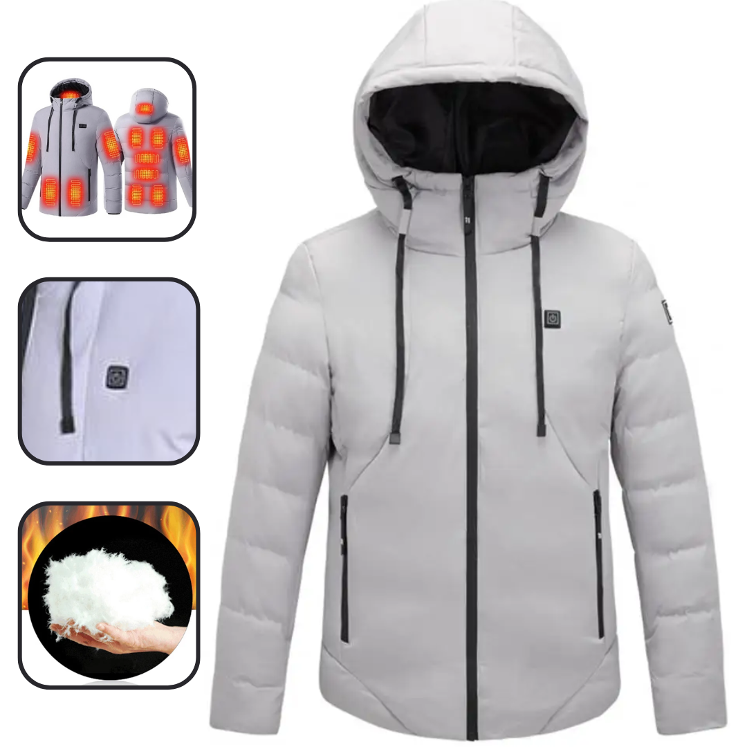Grey Windbreaker Parka Heat Jacket Hoodie For Women