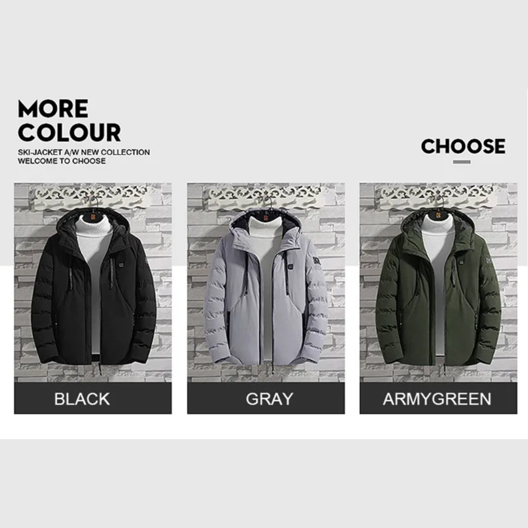 Black Windbreaker Parka Heat Jacket Hoodie For Men