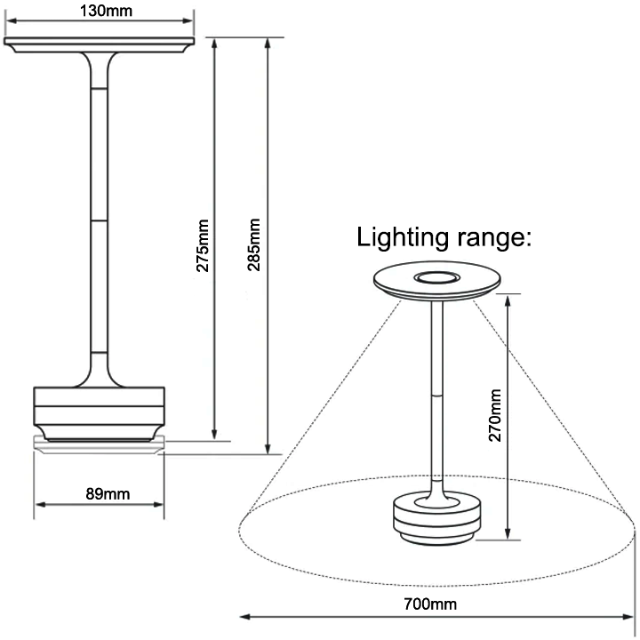Lismali Home and Decor I-Shaped Table Lamp - Dimmable And Rechargeable Waterproof Desk Light