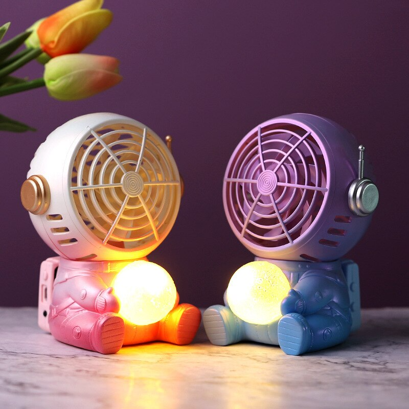 Lismali Home and Decor Mini Fan - Portable Astronaut Led Night Light Fan