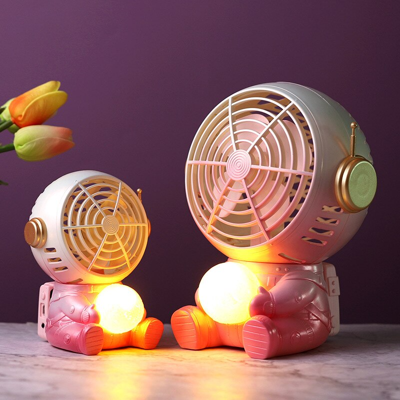 Lismali Home and Decor Mini Fan - Portable Astronaut Led Night Light Fan