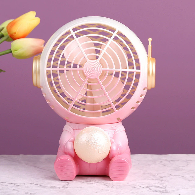 Lismali Home and Decor Mini Fan - Portable Astronaut Led Night Light Fan