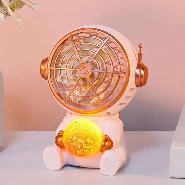 Lismali Home and Decor Mini Fan - Portable Astronaut Led Night Light Fan