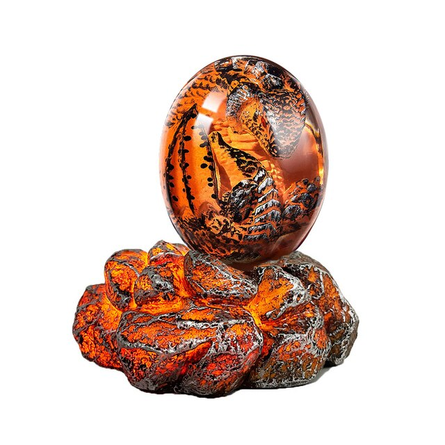 Lismali Home and Decor Lava Dragon Egg With Lighting Base Resin Crystal Transparent Sculpture For Souvenir Ornament Gifts