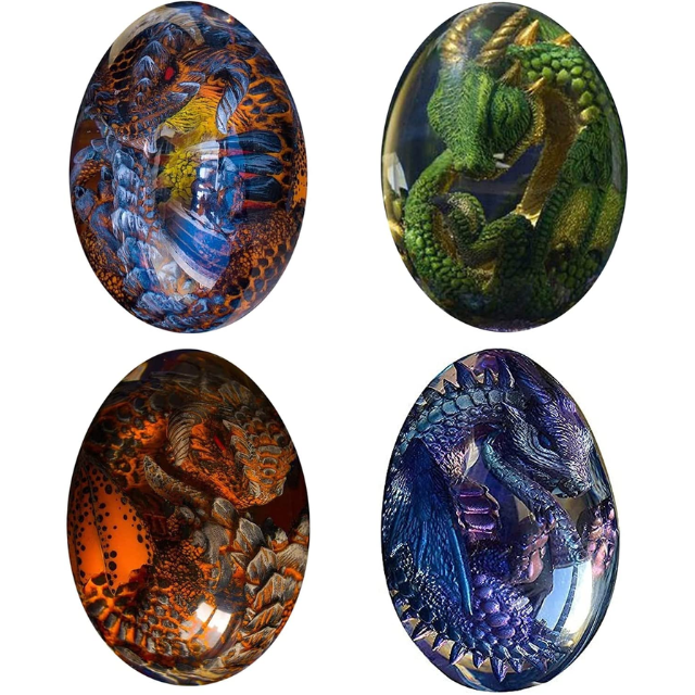 Lismali Home and Decor Lava Dragon Egg With Lighting Base Resin Crystal Transparent Sculpture For Souvenir Ornament Gifts