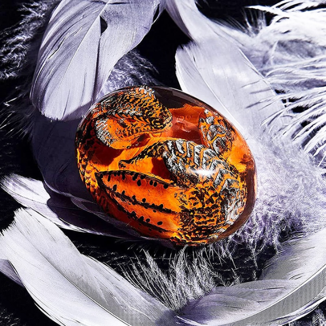 Lismali Home and Decor Lava Dragon Egg With Lighting Base Resin Crystal Transparent Sculpture For Souvenir Ornament Gifts