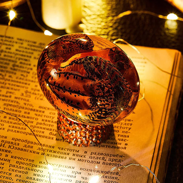 Lismali Home and Decor Lava Dragon Egg With Lighting Base Resin Crystal Transparent Sculpture For Souvenir Ornament Gifts