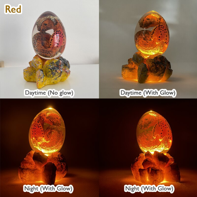 Lismali Home and Decor Lava Dragon Egg With Lighting Base Resin Crystal Transparent Sculpture For Souvenir Ornament Gifts