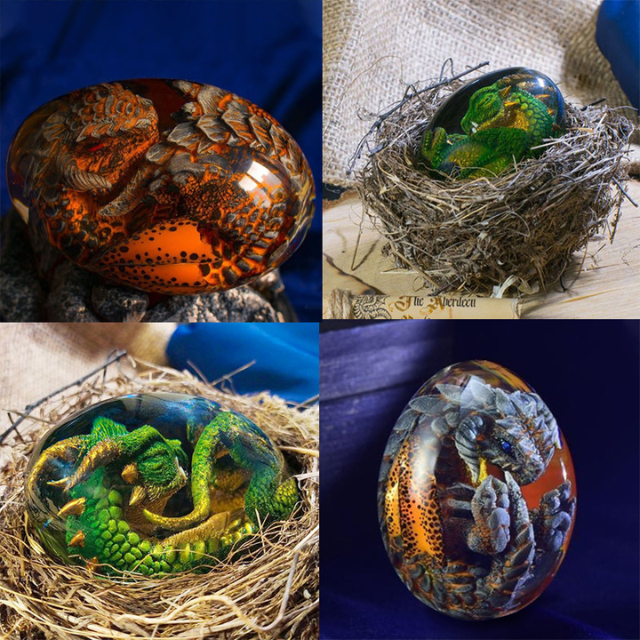 Lismali Home and Decor Lava Dragon Egg With Lighting Base Resin Crystal Transparent Sculpture For Souvenir Ornament Gifts