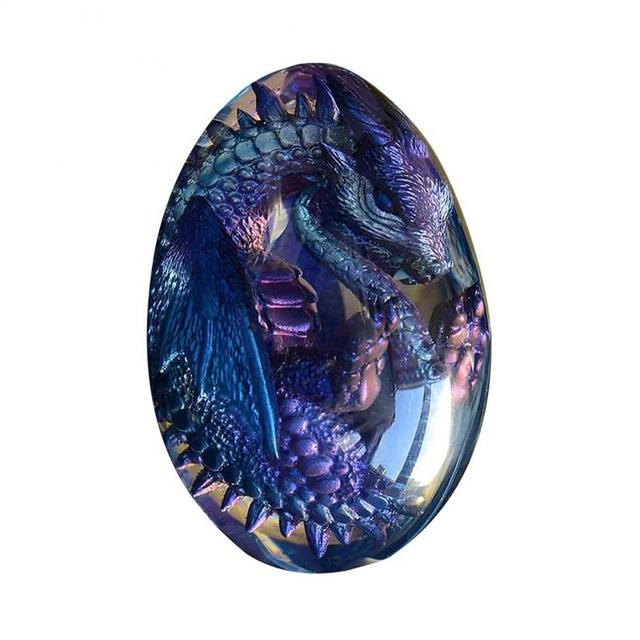 Lismali Home and Decor Lava Dragon Egg With Lighting Base Resin Crystal Transparent Sculpture For Souvenir Ornament Gifts