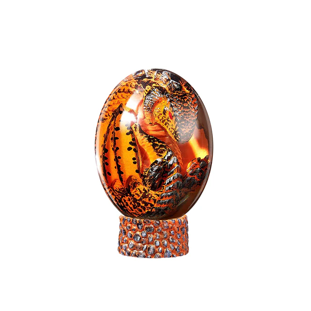 Lismali Home and Decor Lava Dragon Egg With Lighting Base Resin Crystal Transparent Sculpture For Souvenir Ornament Gifts