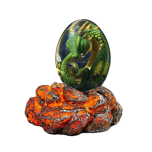 Lismali Home and Decor Lava Dragon Egg With Lighting Base Resin Crystal Transparent Sculpture For Souvenir Ornament Gifts