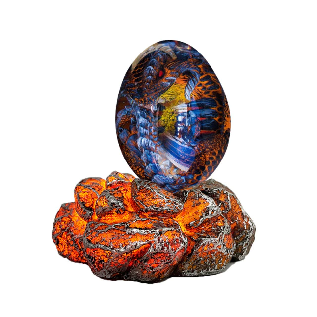 Lismali Home and Decor Lava Dragon Egg With Lighting Base Resin Crystal Transparent Sculpture For Souvenir Ornament Gifts