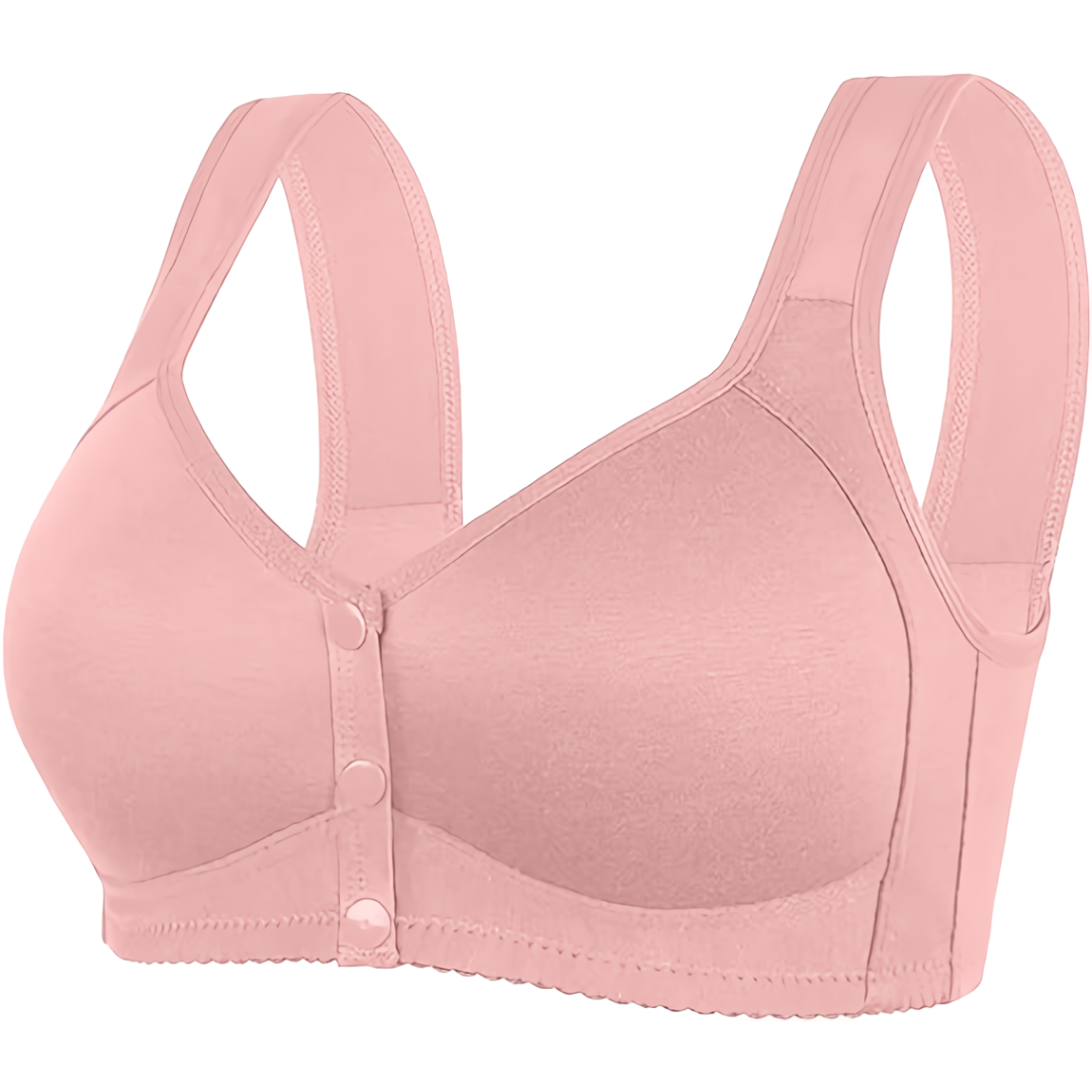 Pure Pink Daisy Bras - Snap Front Cotton Wireless Bras Huge Cup Size