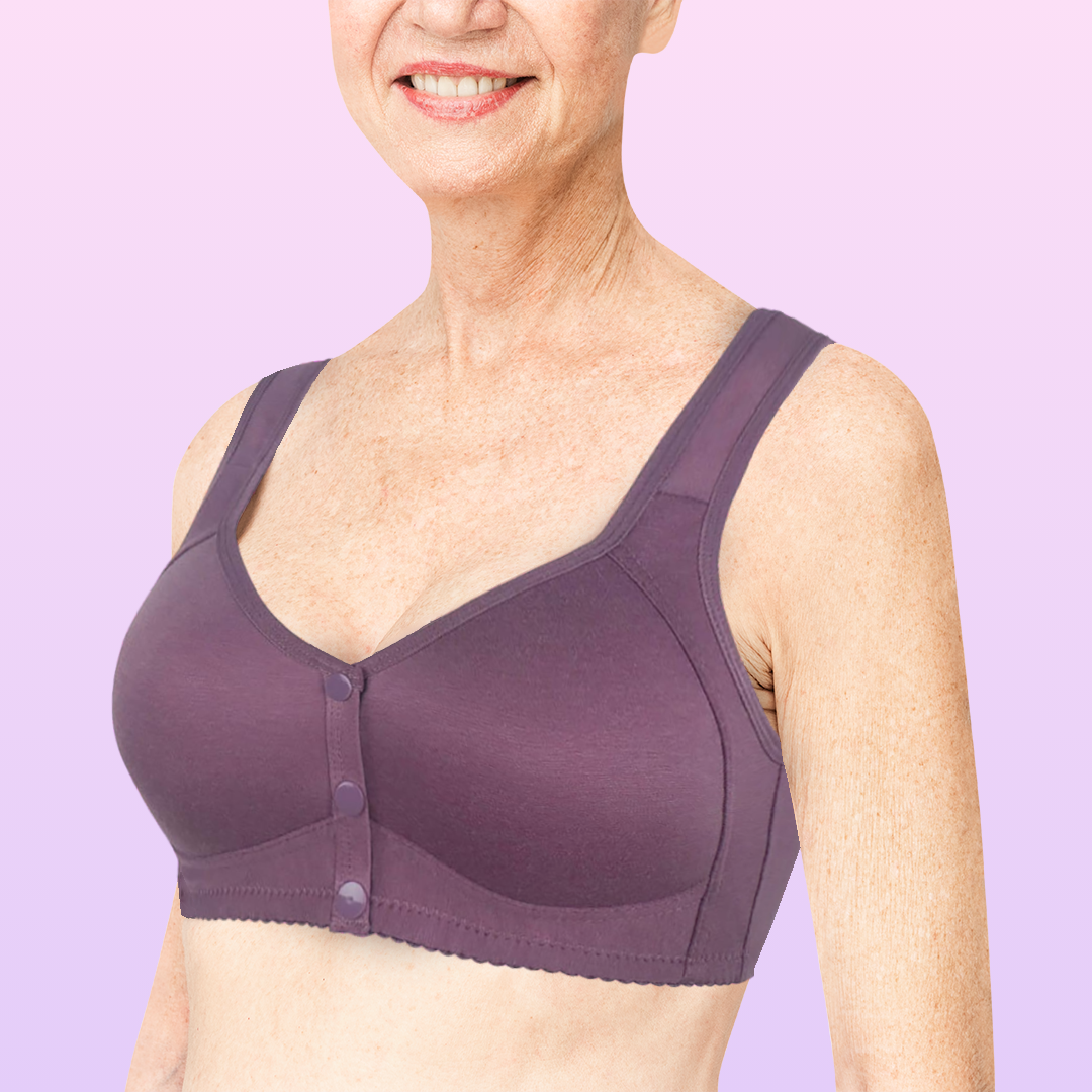 Daisy Bra Snap Front Cotton Wireless Bras Huge Cup Size