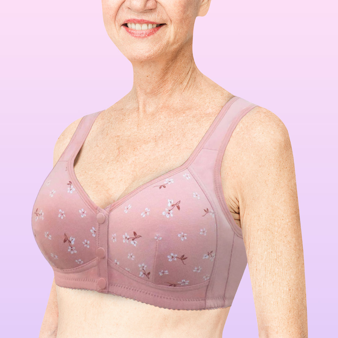 Daisy Bra Snap Front Cotton Wireless Bras Huge Cup Size