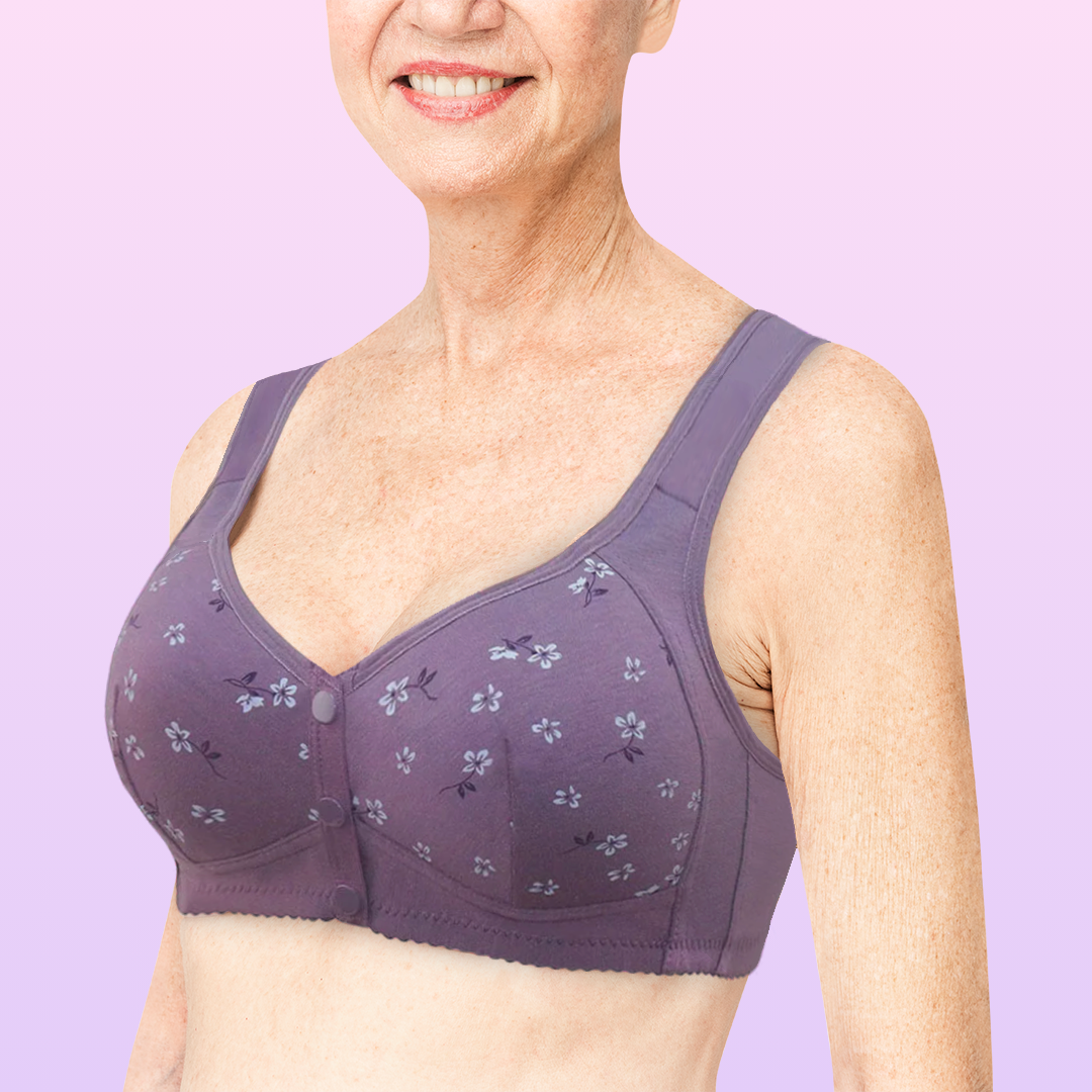 Daisy Bra Snap Front Cotton Wireless Bras Huge Cup Size