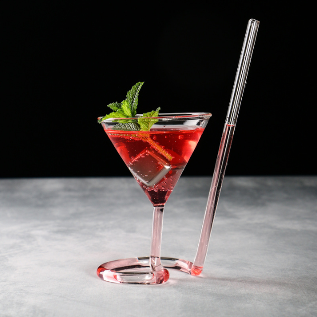 Lismali Home and Decor Martini Glasses Transparent Screw Straw Strawtini Glasses