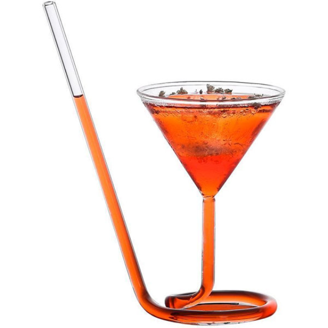 Lismali Home and Decor Martini Glasses Transparent Screw Straw Strawtini Glasses