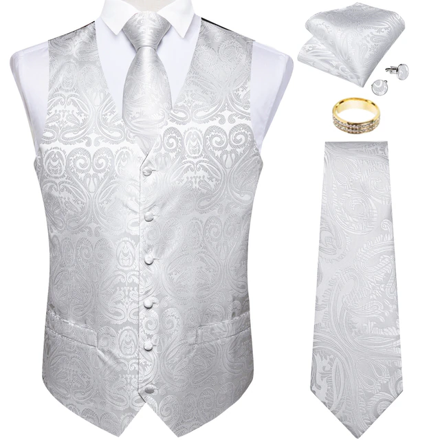 Lismali Home and Decor Mens Vests Suits Tie Set 5PCS Paisley Floral Plaid Waistcoat with Jacquard Necktie Pocket Square Tuxedo