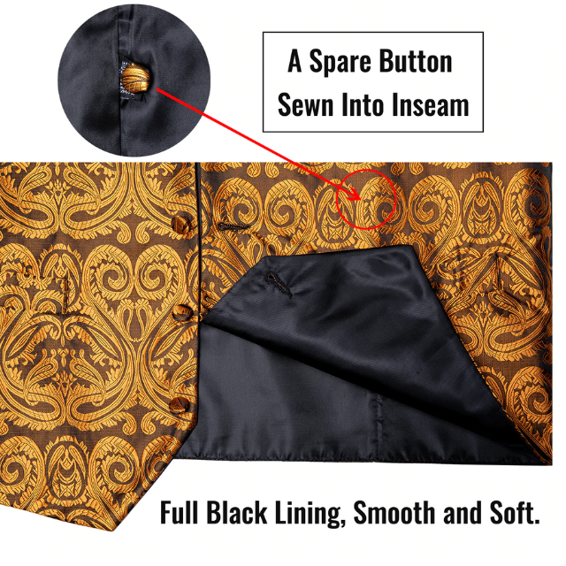 Lismali Home and Decor Mens Vests Suits Tie Set 5PCS Paisley Floral Plaid Waistcoat with Jacquard Necktie Pocket Square Tuxedo
