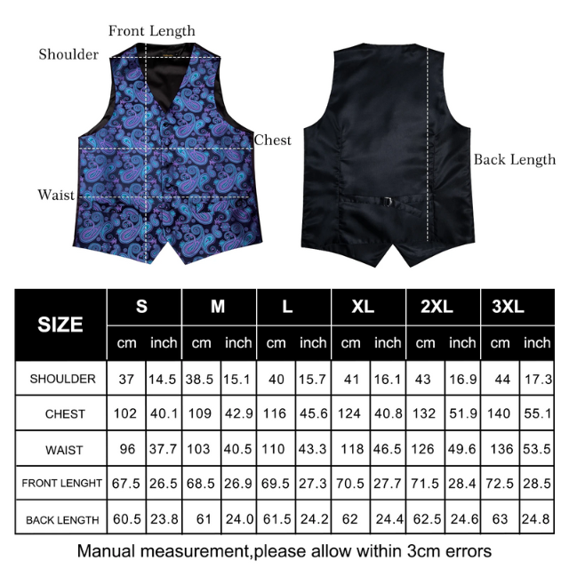 Lismali Home and Decor Mens Vests Suits Tie Set 5PCS Paisley Floral Plaid Waistcoat with Jacquard Necktie Pocket Square Tuxedo