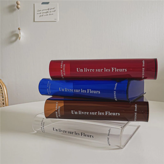 Lismali Home and Decor Nordic Book Vase - Acrylic Transparent Book Flowerpot Aesthetic Room Decor