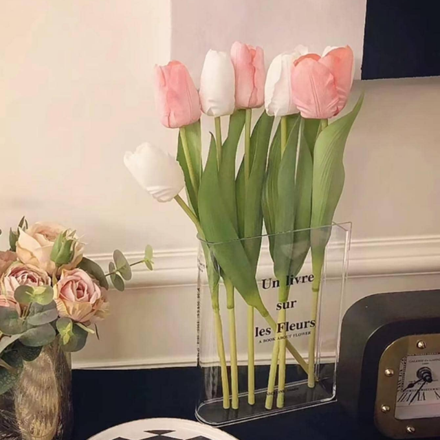 Lismali Home and Decor Nordic Book Vase - Acrylic Transparent Book Flowerpot Aesthetic Room Decor