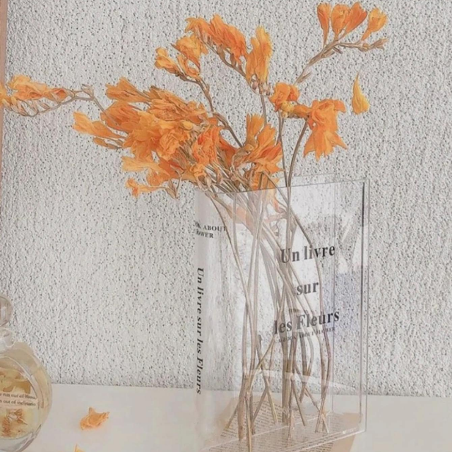 Lismali Home and Decor Nordic Book Vase - Acrylic Transparent Book Flowerpot Aesthetic Room Decor