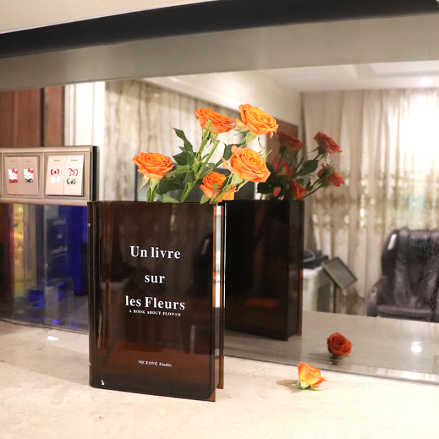 Lismali Home and Decor Nordic Book Vase - Acrylic Transparent Book Flowerpot Aesthetic Room Decor