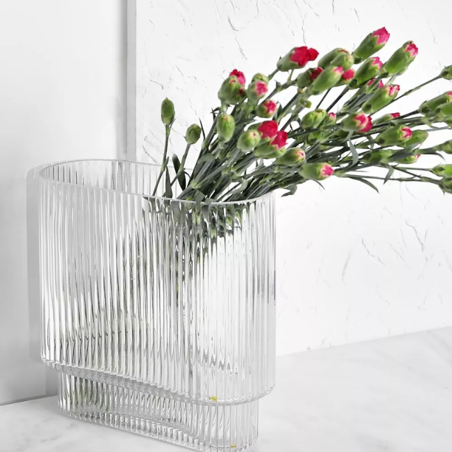 Lismali Home and Decor Ripple Glass Vase - Hydroponic Transparent Flowerpot Home Decoration