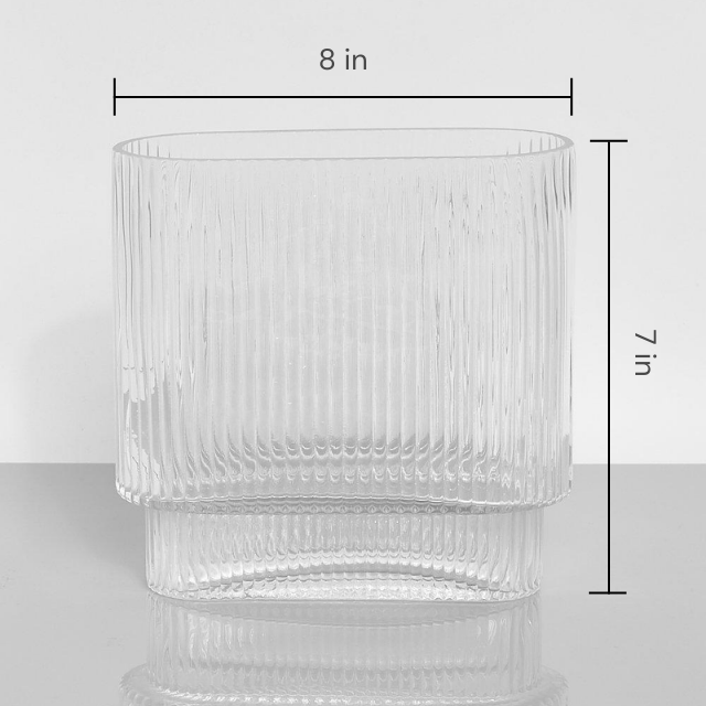 Lismali Home and Decor Ripple Glass Vase - Hydroponic Transparent Flowerpot Home Decoration
