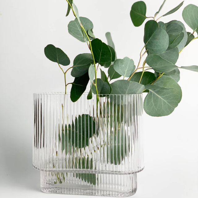 Lismali Home and Decor Ripple Glass Vase - Hydroponic Transparent Flowerpot Home Decoration