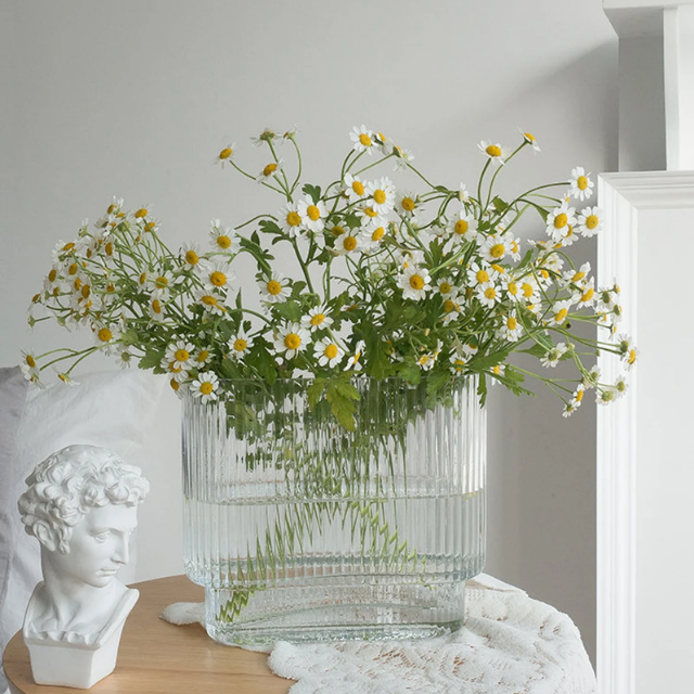 Lismali Home and Decor Ripple Glass Vase - Hydroponic Transparent Flowerpot Home Decoration
