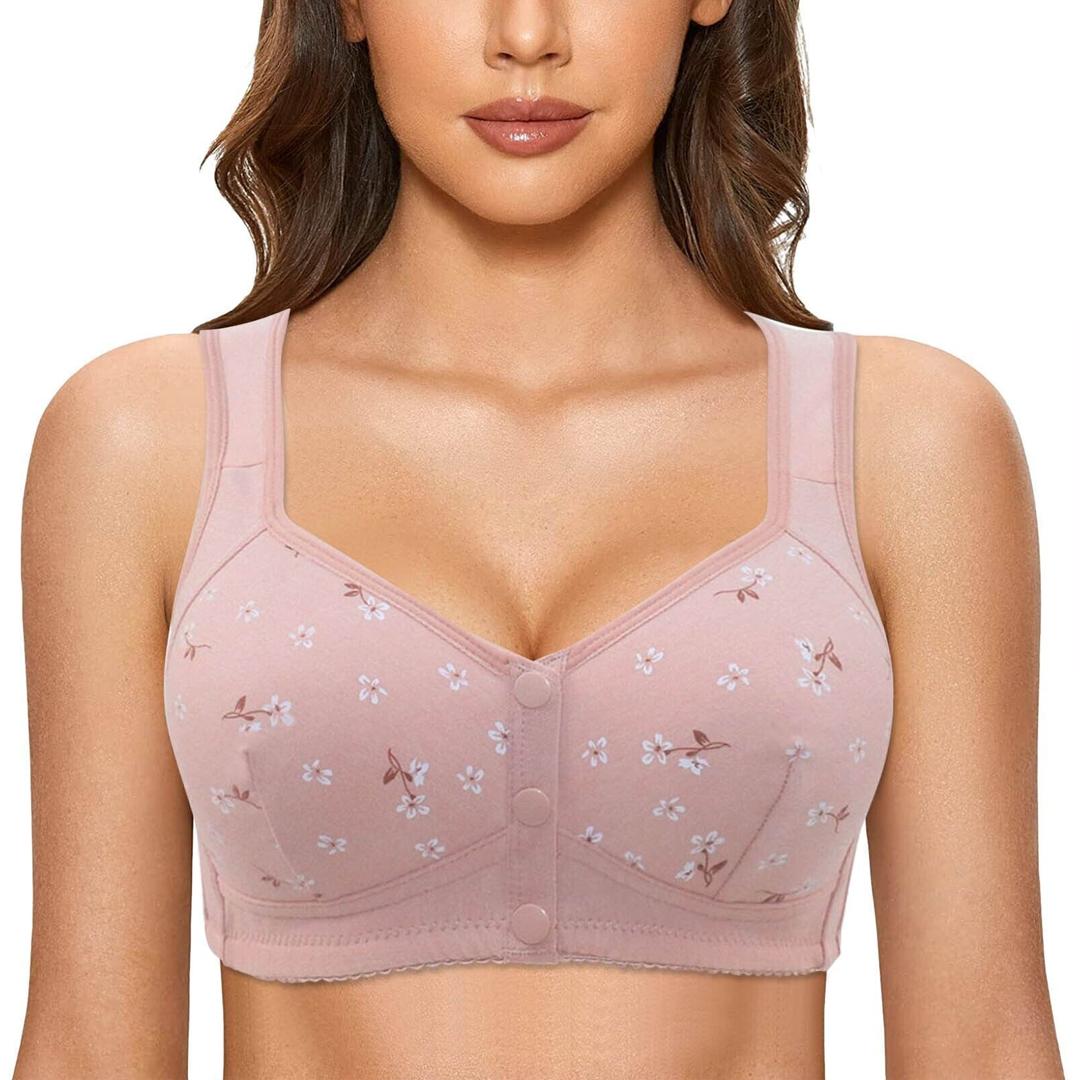 Daisy Bra Snap Front Cotton Wireless Bras Huge Cup Size