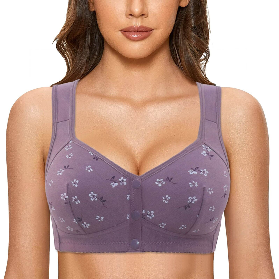 Daisy Bra Snap Front Cotton Wireless Bras Huge Cup Size